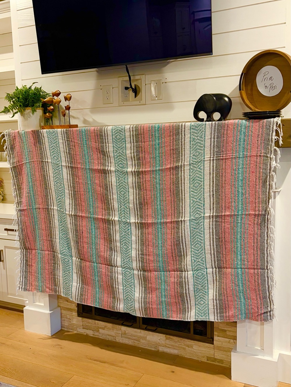 Mexican Falsa Blanket – Woven Striped Serape Throw with Fringe